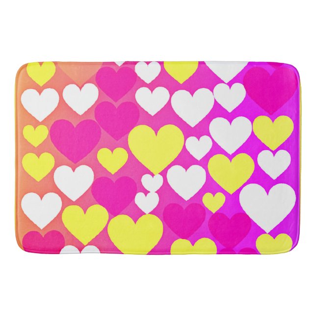 Colorful Heart Love Pattern Bath Mat (Front)