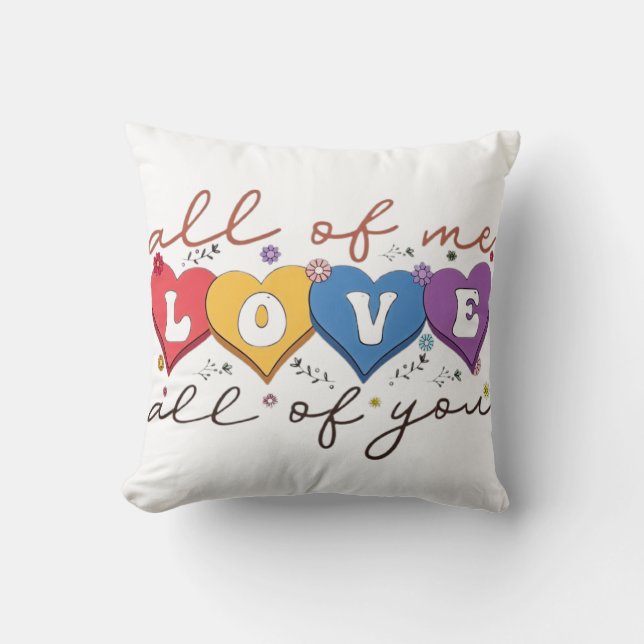 Colorful Heart Love Quote Throw Pillow (Front)