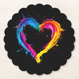 Colorful Heart Love Valentines Day Paper Coaster