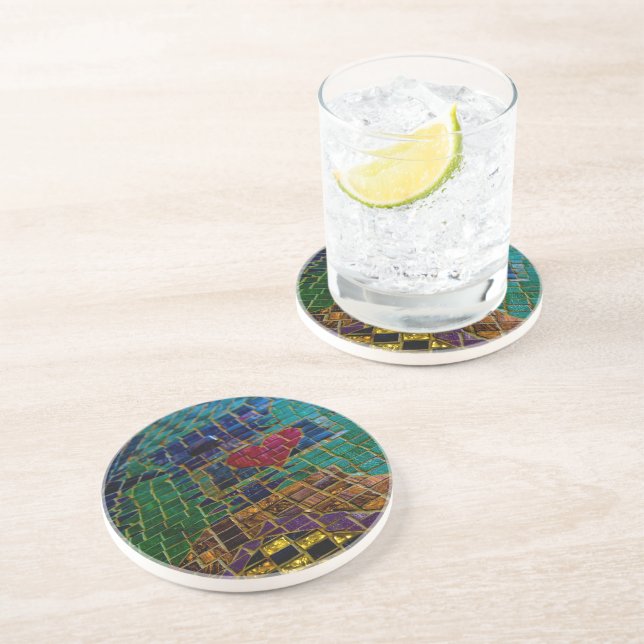Colorful Heart Mosaic Coaster (Side)