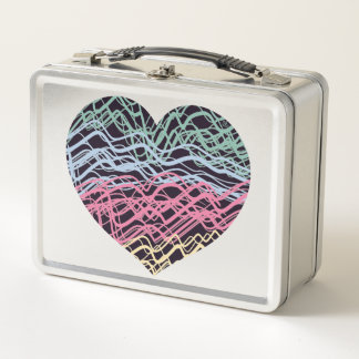 Colorful Heart Motif Metal Lunch Box