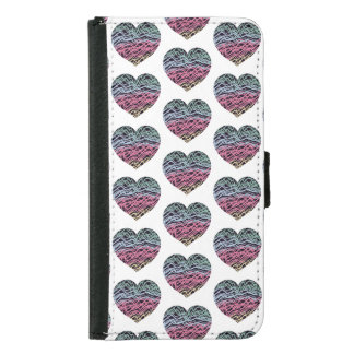 Colorful Heart Motif Samsung Galaxy S5 Wallet Case