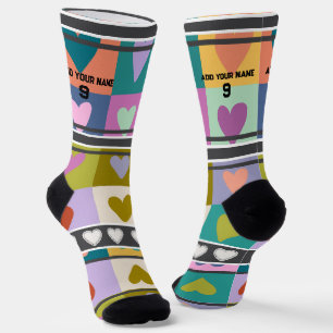 Colorful heart- Name Number Socks