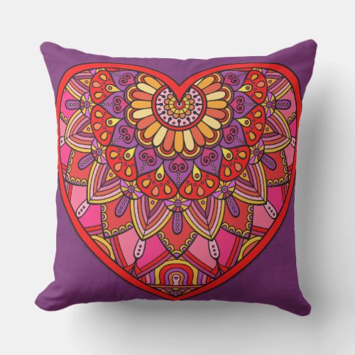 Colorful Heart Outdoor Pillow