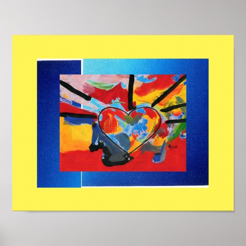 Colorful Heart Painting with abstract Patterns Poster