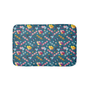 Colorful Heart Pattern Bath Mat