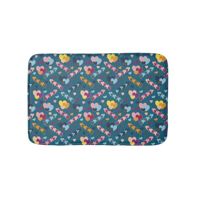 Colorful Heart Pattern Bath Mat (Front)