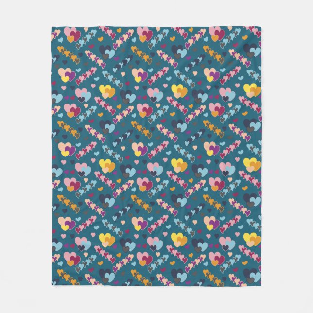 Colorful Heart Pattern Fleece Blanket (Front)