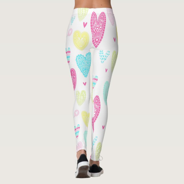 Colorful Heart Pattern Leggings (Back)