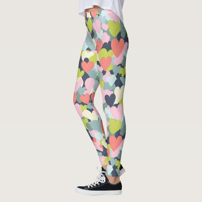 Colorful Heart Pattern Leggings (Left)