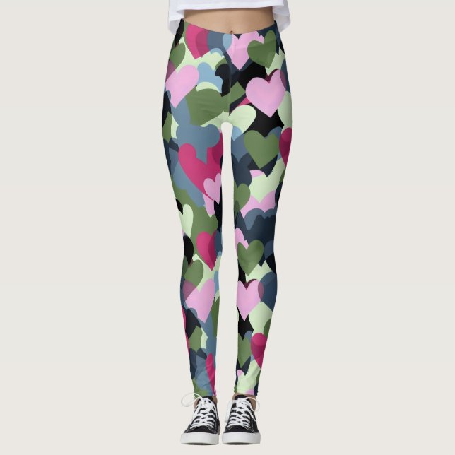 Colorful Heart Pattern Leggings (Front)
