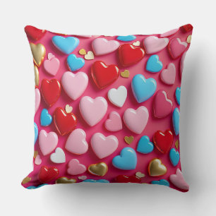 💖 Colorful Heart Pattern Living Room Accent Gift Throw Pillow