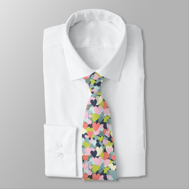 Colorful Heart Pattern Neck Tie (Tied)
