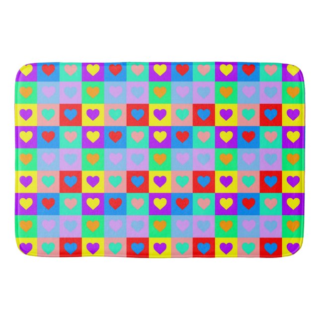Colorful Heart Pattern Pop Art  Bath Mat (Front)