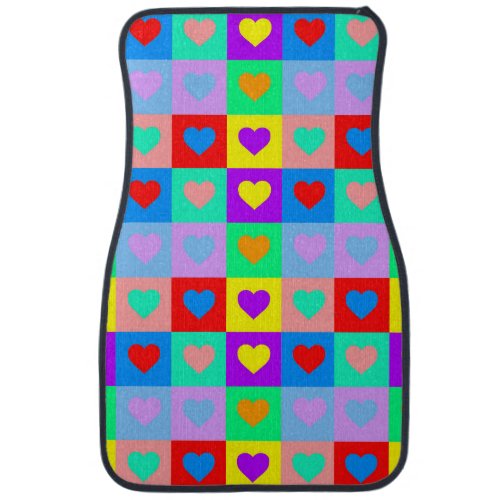 Colorful Heart Pattern Pop Art  Car Floor Mat