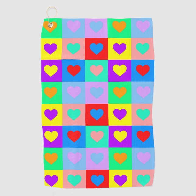 Colorful Heart Pattern Pop Art  Golf Towel (Front)