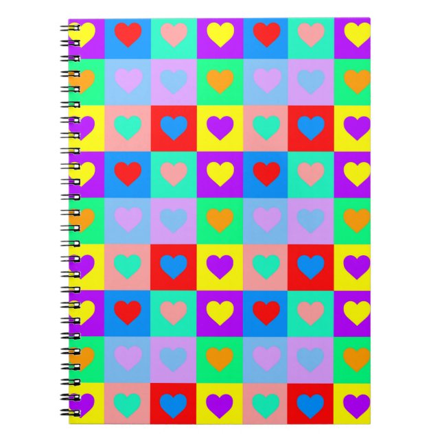 Colorful Heart Pattern Pop Art   Notebook (Front)
