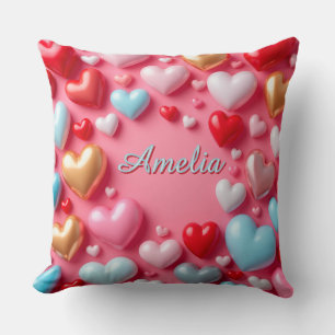 💖 Colorful Heart Pattern Room Decor Gift Idea 💖 Throw Pillow