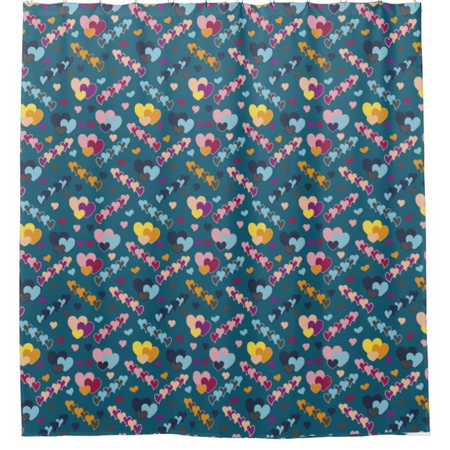 Colorful Heart Pattern Shower Curtain (Front)