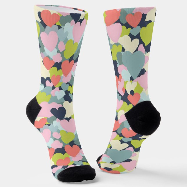Colorful Heart Pattern Socks (Angled)