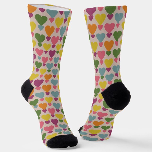Colorful Heart Pattern Socks (Angled)