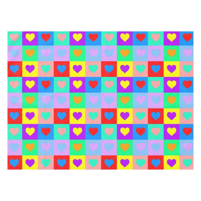 Colorful Heart Pattern   Tablecloth (Front (Horizontal))