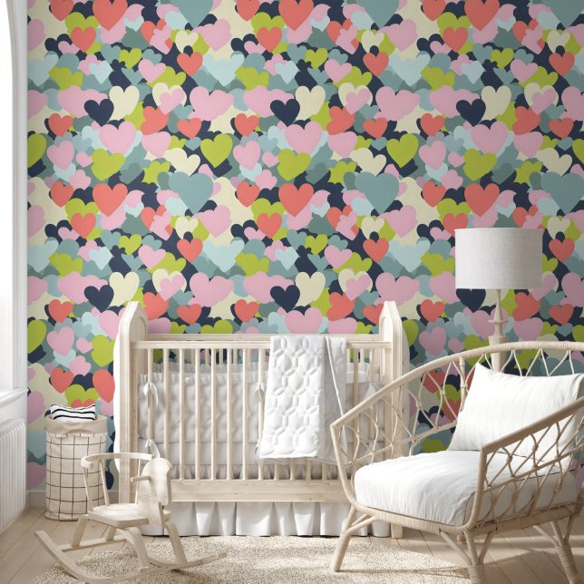 Colorful Heart Pattern Wallpaper (Kids)
