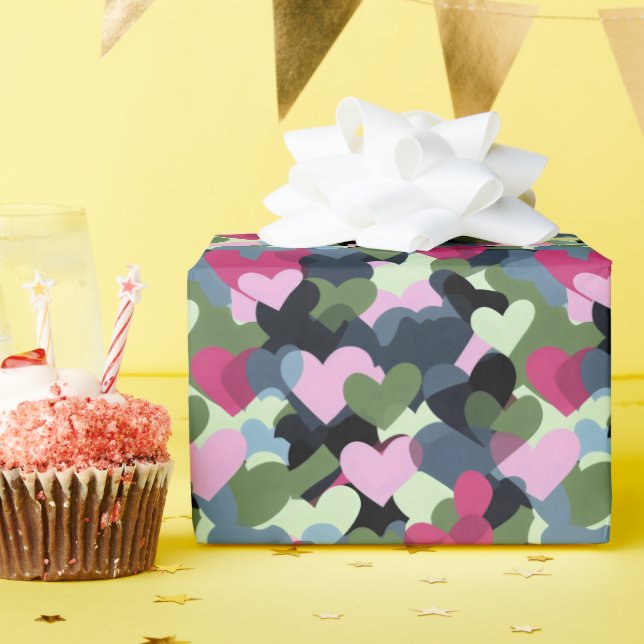 Colorful Heart Pattern Wrapping Paper (Birthday Party)