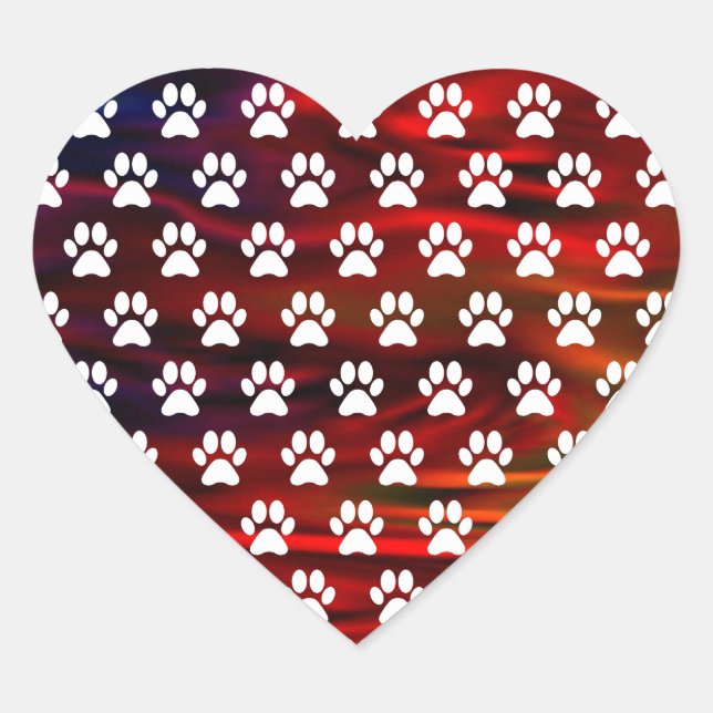 Colorful Heart Paw Print Stickers (Front)