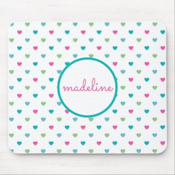 Colorful Heart Polka Dot Mouse Pad by NoteworthyPrintables at Zazzle