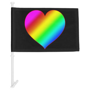 Colorful Heart Rainbow Love Bright Color Car Flag