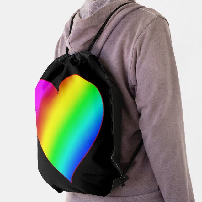 Colorful Heart Rainbow Love Bright Color Drawstring Bag (Insitu)