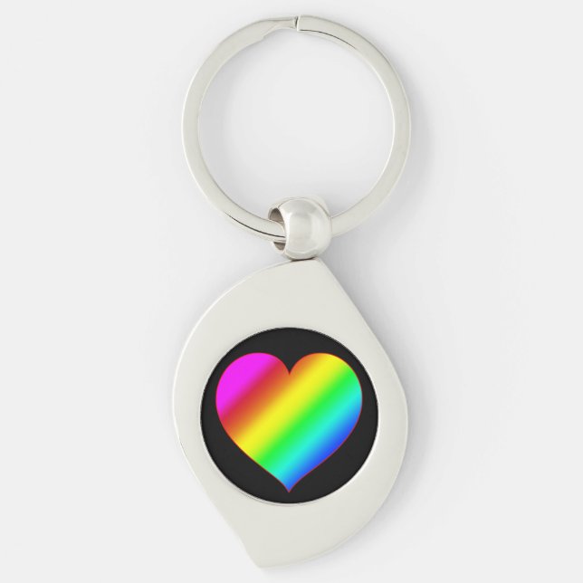 Colorful Heart Rainbow Love Bright Color Keychain (Front)