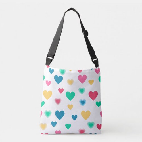 Colorful Heart Seamless Design Crossbody Bag