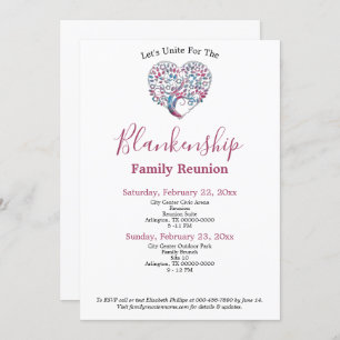 Colorful Heart Shape Tree Family Reunion Template
