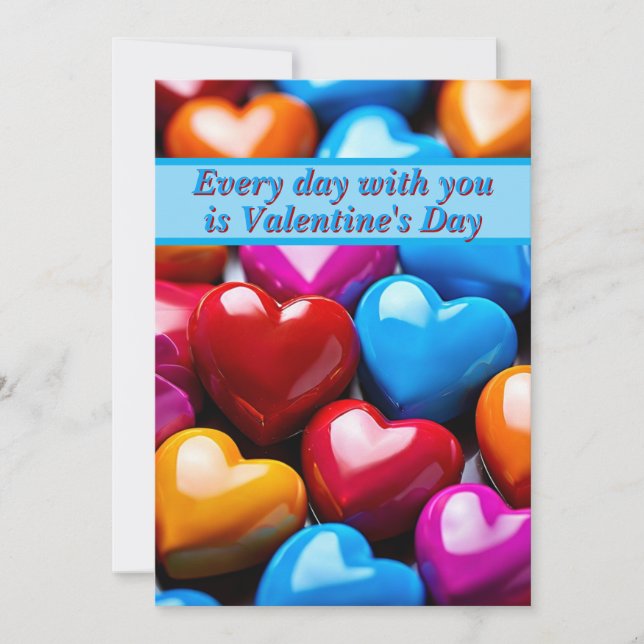 Colorful Heart Shaped Candy Valentine Card (Front)