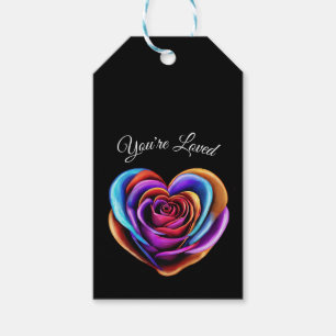 Colorful Heart Shaped Rose- Gift Tags