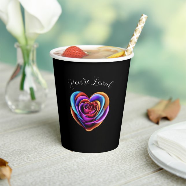 Colorful Heart Shaped Rose-You're Loved- Paper Cups (Insitu)