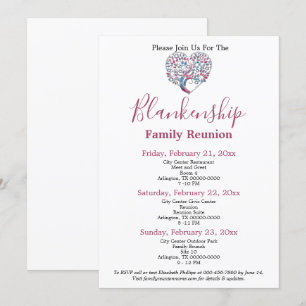 Colorful Heart Shaped Tree Family Reunion Template