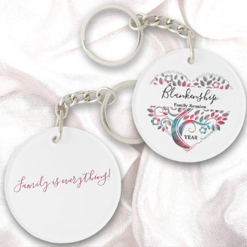 Colorful Heart Shaped Tree Family Reunion Template Keychain by PaPr_Emporium at Zazzle