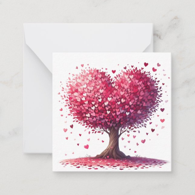 Colorful Heart Shaped Tree  Note Card (Front)