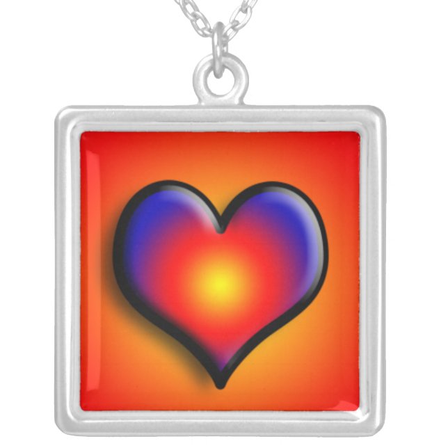 COLORFUL HEART SILVER PLATED NECKLACE (Front)