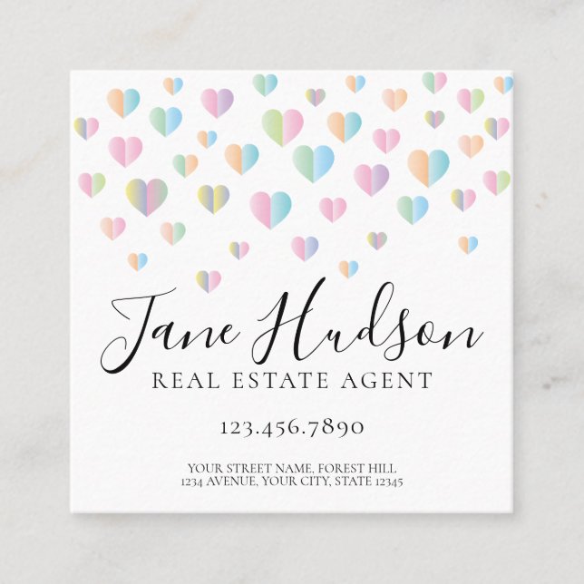 Colorful Heart Speckles Business Card (Front)