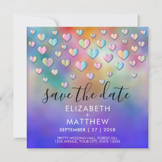 Colorful Heart Speckles Design Invitation (Front)