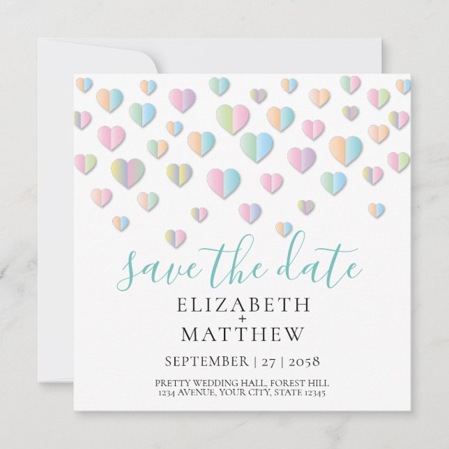 Colorful Heart Speckles Design Invitation (Front)
