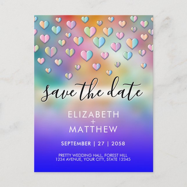 Colorful Heart Speckles Design Postcard (Front)