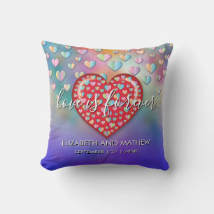 Colorful Heart Speckles Design Throw Pillow
