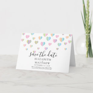 Colorful Heart Speckles Save the Date Design Invitation