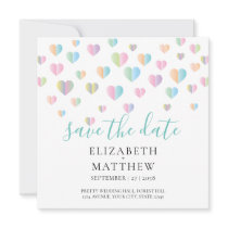 Colorful Heart Speckles Save the Date Design Invitation