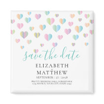 Colorful Heart Speckles Save the Date Design Magnet